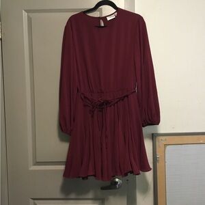 Premier Amour Burgundy Long Sleeve Dress